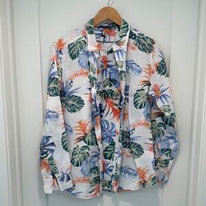 Tommy Bahama long sleeve 100%linen blouse size S/P.